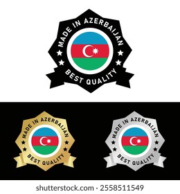 Made in Azerbaijan Badge Tag Seal Flag Waving Flag