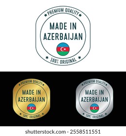 Made in Azerbaijan Badge Tag Seal Flag Waving Flag