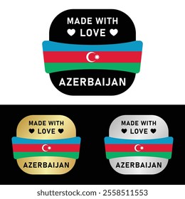 Made in Azerbaijan Badge Tag Seal Flag Waving Flag