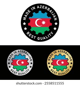 Made in Azerbaijan Badge Tag Seal Flag Waving Flag