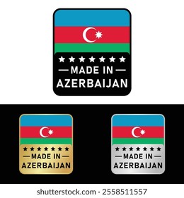 Made in Azerbaijan Badge Tag Seal Flag Waving Flag