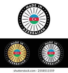 Made in Azerbaijan Badge Tag Seal Flag Waving Flag