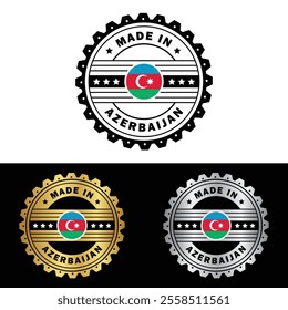 Made in Azerbaijan Badge Tag Seal Flag Waving Flag