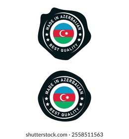 Made in Azerbaijan Badge Tag Seal Flag Waving Flag