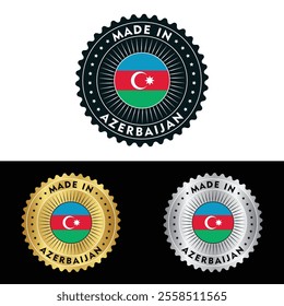 Made in Azerbaijan Badge Tag Seal Flag Waving Flag