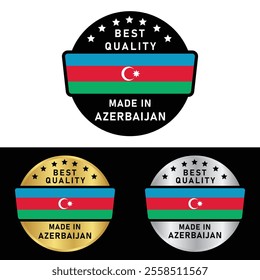 Made in Azerbaijan Badge Tag Seal Flag Waving Flag