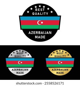 Made in Azerbaijan Badge Tag Seal Flag Waving Flag