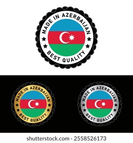 Made in Azerbaijan Badge Tag Seal Flag Waving Flag