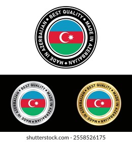 Made in Azerbaijan Badge Tag Seal Flag Waving Flag