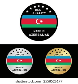 Made in Azerbaijan Badge Tag Seal Flag Waving Flag