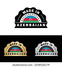 Made in Azerbaijan Badge Tag Seal Flag Waving Flag