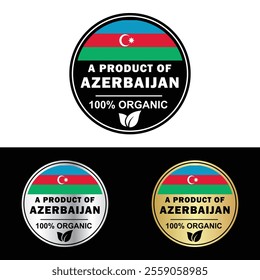 Made in Azerbaijan Badge Tag Seal Flag Waving Flag