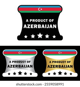 Made in Azerbaijan Badge Tag Seal Flag Waving Flag