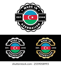 Made in Azerbaijan Badge Tag Seal Flag Waving Flag