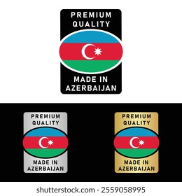 Made in Azerbaijan Badge Tag Seal Flag Waving Flag