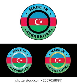 Made in Azerbaijan Badge Tag Seal Flag Waving Flag