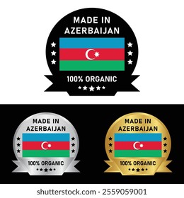 Made in Azerbaijan Badge Tag Seal Flag Waving Flag