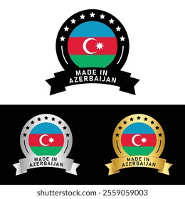 Made in Azerbaijan Badge Tag Seal Flag Waving Flag