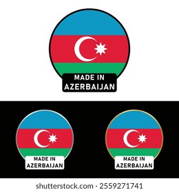 Made in Azerbaijan Badge Tag Seal Flag Waving Flag