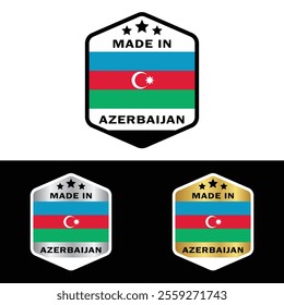 Made in Azerbaijan Badge Tag Seal Flag Waving Flag