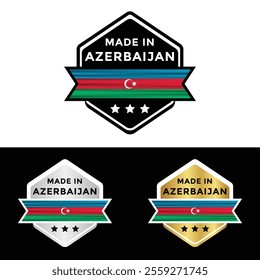 Made in Azerbaijan Badge Tag Seal Flag Waving Flag