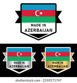 Made in Azerbaijan Badge Tag Seal Flag Waving Flag