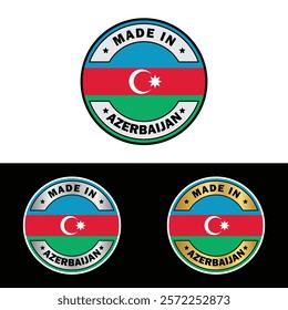 Made in Azerbaijan Badge Tag Seal Flag Waving Flag Make in Azerbaijan