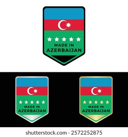 Made in Azerbaijan Badge Tag Seal Flag Waving Flag Make in Azerbaijan