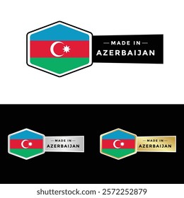 Made in Azerbaijan Badge Tag Seal Flag Waving Flag Make in Azerbaijan