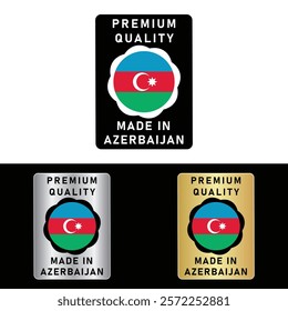 Made in Azerbaijan Badge Tag Seal Flag Waving Flag Make in Azerbaijan