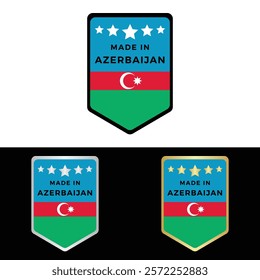 Made in Azerbaijan Badge Tag Seal Flag Waving Flag Make in Azerbaijan