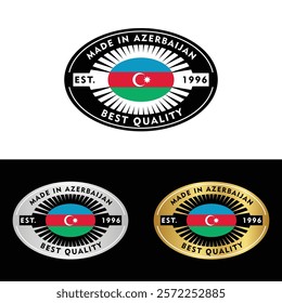 Made in Azerbaijan Badge Tag Seal Flag Waving Flag Make in Azerbaijan