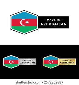 Made in Azerbaijan Badge Tag Seal Flag Waving Flag Make in Azerbaijan