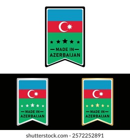 Made in Azerbaijan Badge Tag Seal Flag Waving Flag Make in Azerbaijan