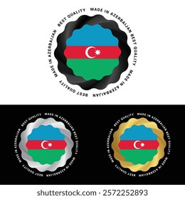 Made in Azerbaijan Badge Tag Seal Flag Waving Flag Make in Azerbaijan