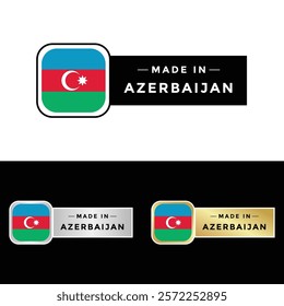 Made in Azerbaijan Badge Tag Seal Flag Waving Flag Make in Azerbaijan