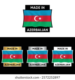 Made in Azerbaijan Badge Tag Seal Flag Waving Flag Make in Azerbaijan