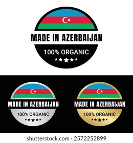 Made in Azerbaijan Badge Tag Seal Flag Waving Flag Make in Azerbaijan