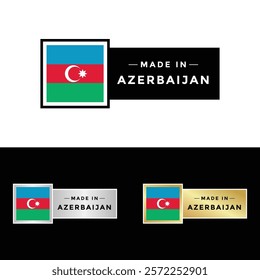 Made in Azerbaijan Badge Tag Seal Flag Waving Flag Make in Azerbaijan