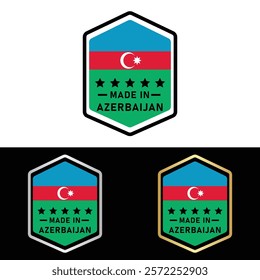 Made in Azerbaijan Badge Tag Seal Flag Waving Flag Make in Azerbaijan