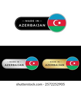 Made in Azerbaijan Badge Tag Seal Flag Waving Flag Make in Azerbaijan