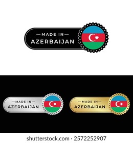 Made in Azerbaijan Badge Tag Seal Flag Waving Flag Make in Azerbaijan