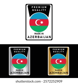 Made in Azerbaijan Badge Tag Seal Flag Waving Flag Make in Azerbaijan