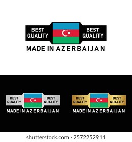 Made in Azerbaijan Badge Tag Seal Flag Waving Flag Make in Azerbaijan