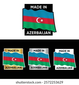 Made in Azerbaijan Badge Tag Seal Flag Waving Flag Make in Azerbaijan 