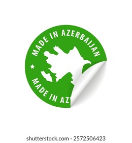 Made in Azerbaijan - Country Map Sticker. Best Quality. Original Product. Vector illustration.