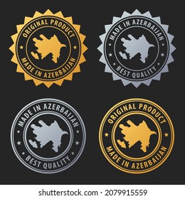 Made in Azerbaijan - gold and silver stamp set. Best quality. Original product. Vector illustration