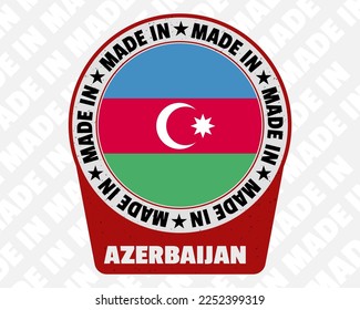 Made in Azerbaijan vector badge, simple isolated icon with country flag, Azerbaijan origin marking stamp sign design, rounded made in text