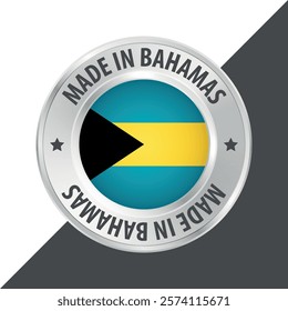 Made in Bahamas badge logo flag sticker 3d vector illustration isolated on white