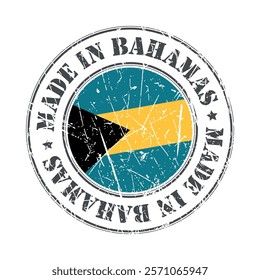 Made in Bahamas stamp scratched flag badge logo vector illustration